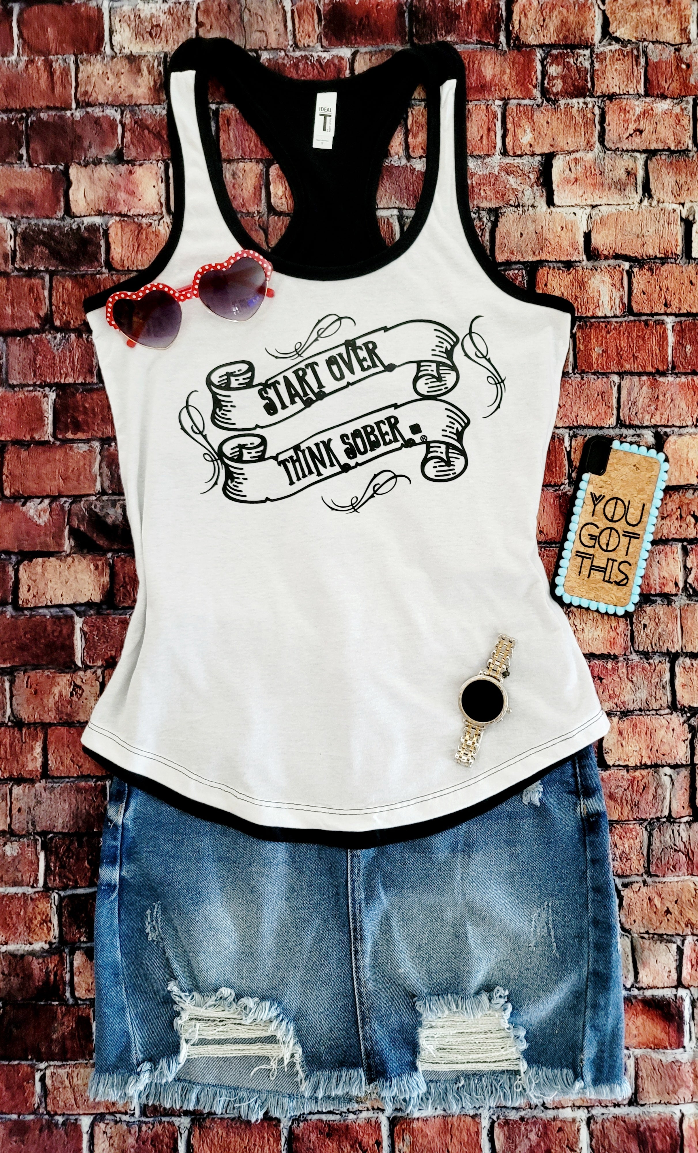 Start Over Think Sober Racerback Tank